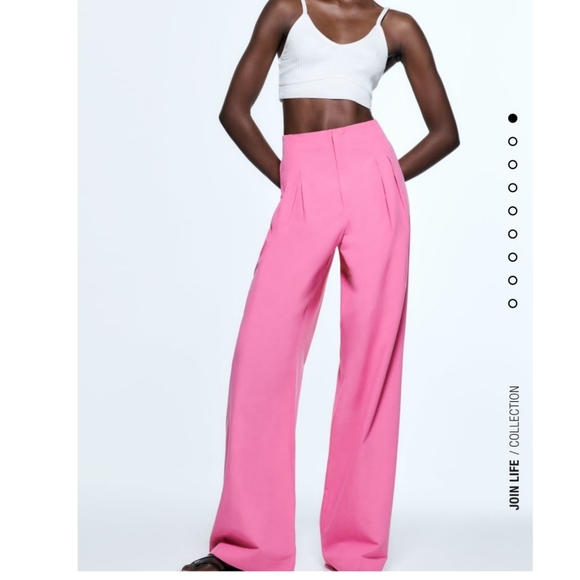 Zara Pleated Linen Blend Bloggers Favorite Pants Size S & XXL Pink NWT - Picture 10 of 13